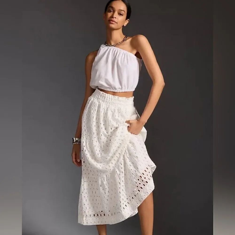 Anthropologie Somerset Eyelet Midi Skirt NWT
